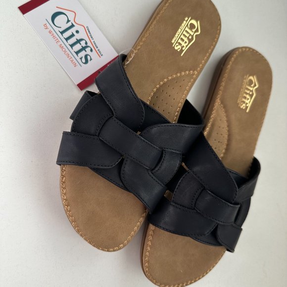 Cliffs by White Mountain Women's Slide Sandal Black Size 10 Comfort Sole - Picture 7 of 9